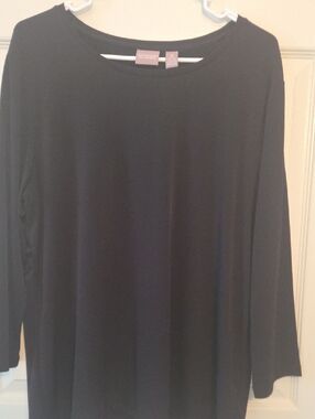 Chico's Black Long Sleeve Crewneck Tee - Classic Fit Size 3